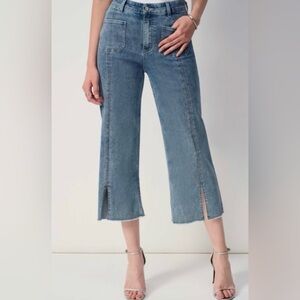 Joseph Ribkoff Culotte Jeans/Denim With Rhinestone Front Seam Slit Hem Size 8